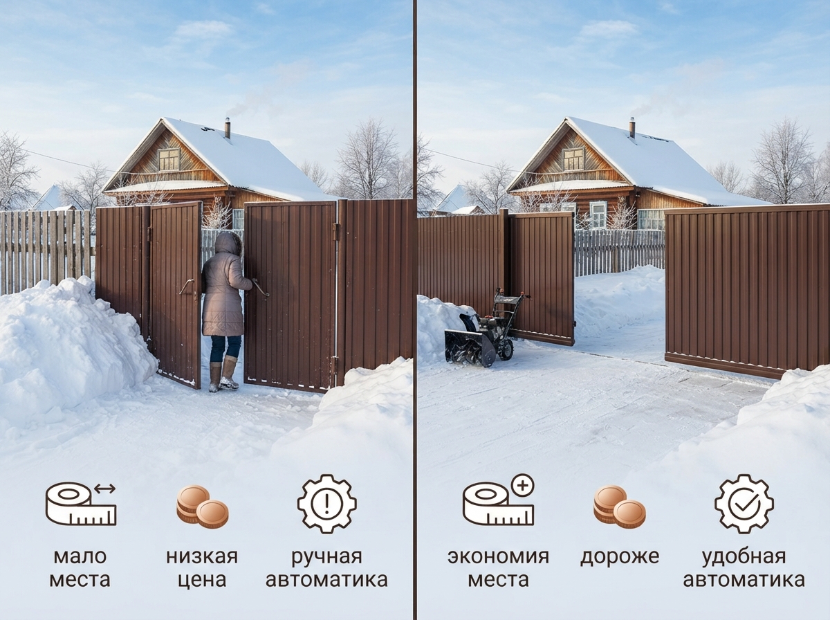 Откатные или распашные ворота: что поставить на въезд